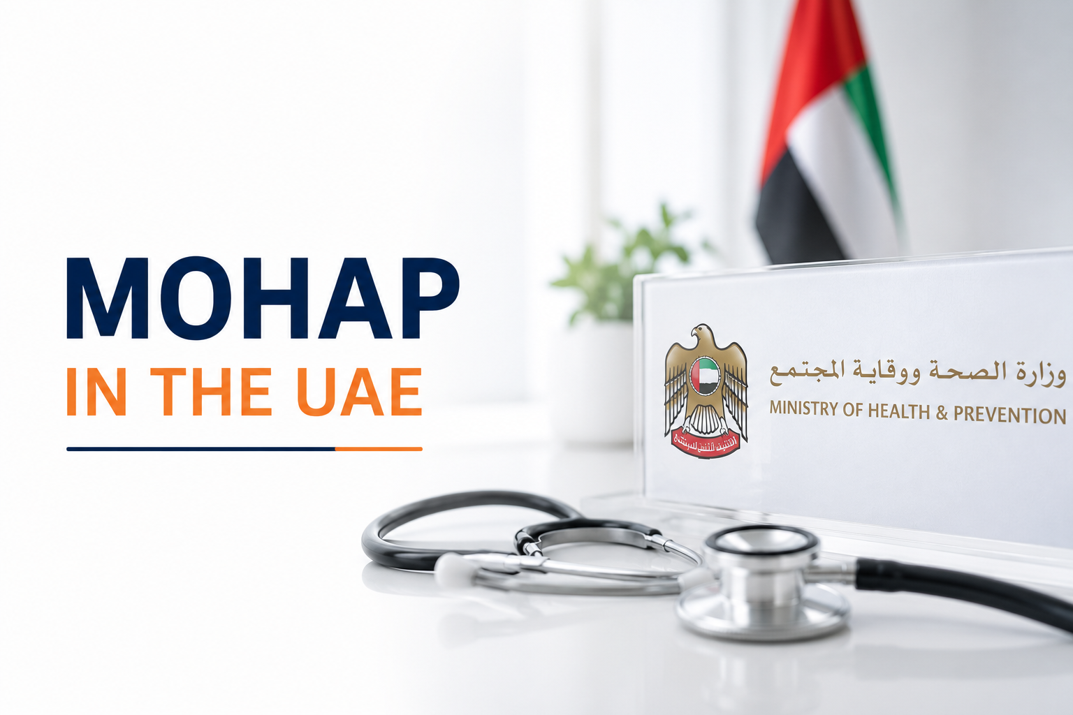 Modern healthcare scene with UAE branding